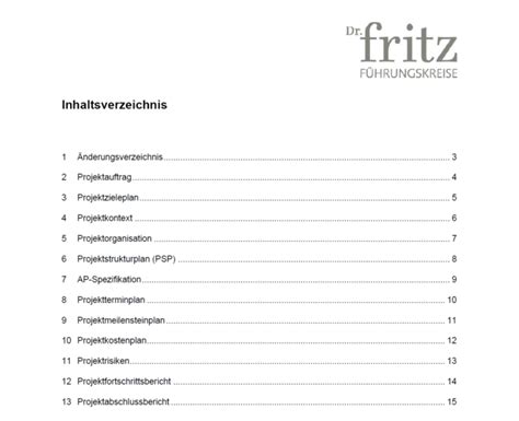 Angebotsaufforderung Inhaltsverzeichnis Projekt: Muster .